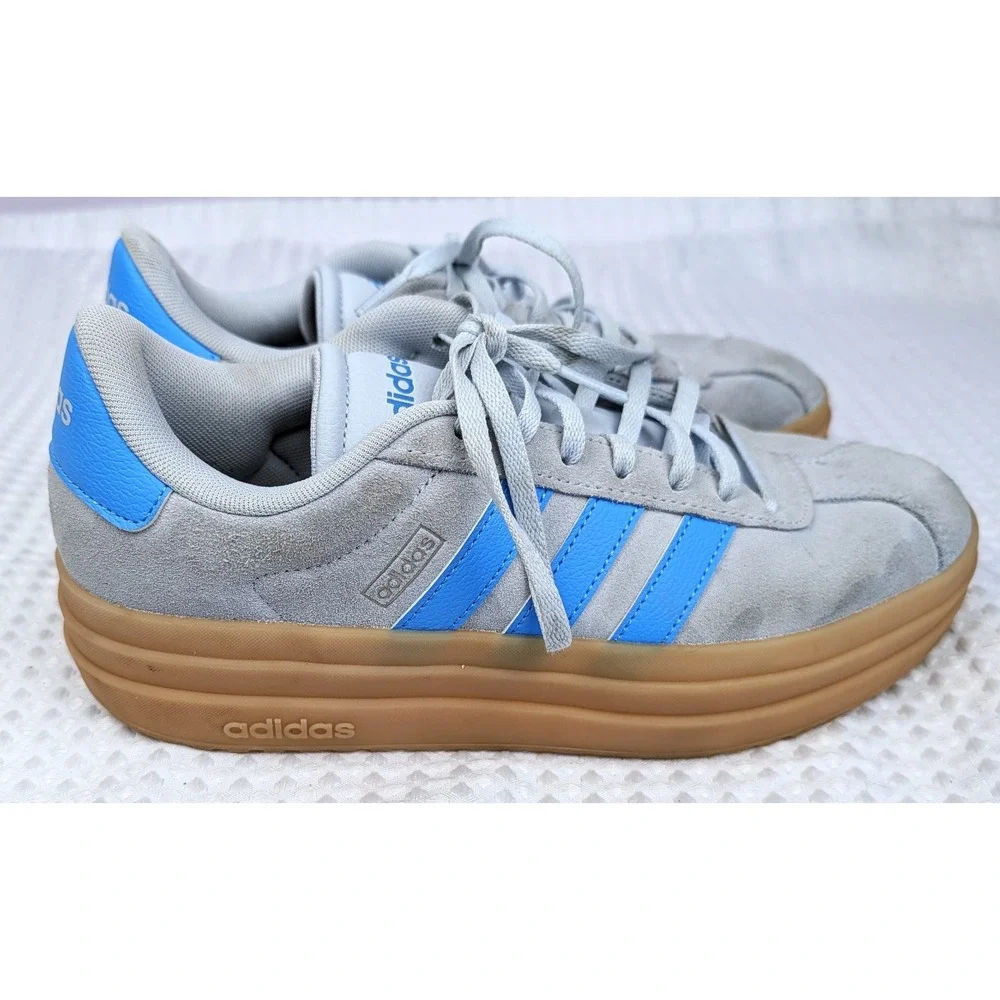 Adidas Womens VL Court Bold IH2310 Blue Gray Casual Sneakers Size 8 Platform